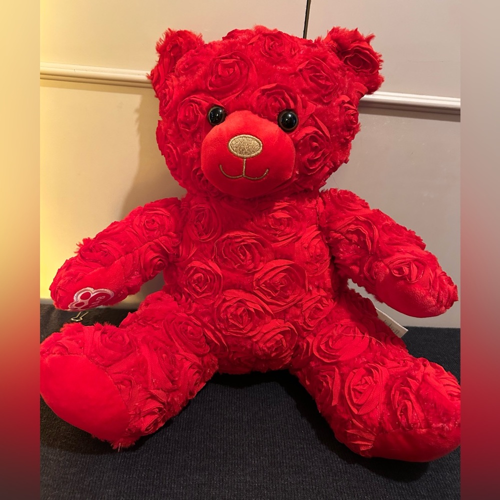 Build A Bear Red Roses Teddy Plush Stuffed Animal Toy